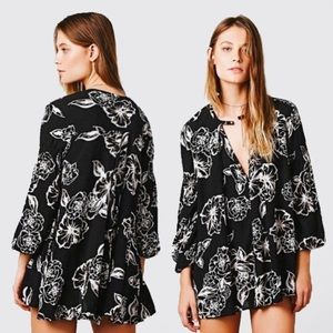 FREE PEOPLE• Floral Printed Swing Tunic Top XS